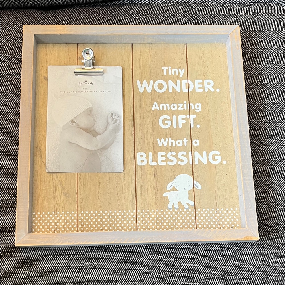 2/$10 Hallmark Wooden Baby Frame - Tan and White